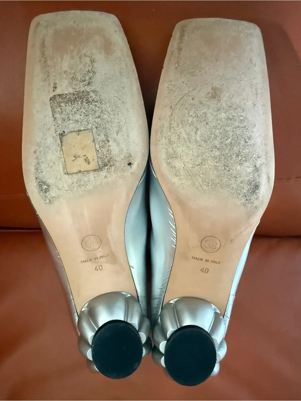 CHANEL Metallic Silver Boots size 40